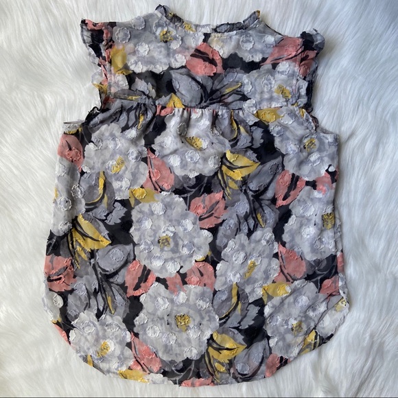 Loft Quarter Button High Low Floral Blouse - Picture 8 of 9